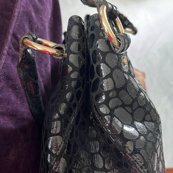 Antonio Melani  NWOT  large shoulder Suede & patent leather  Black stone pattern - Picture 14 of 17